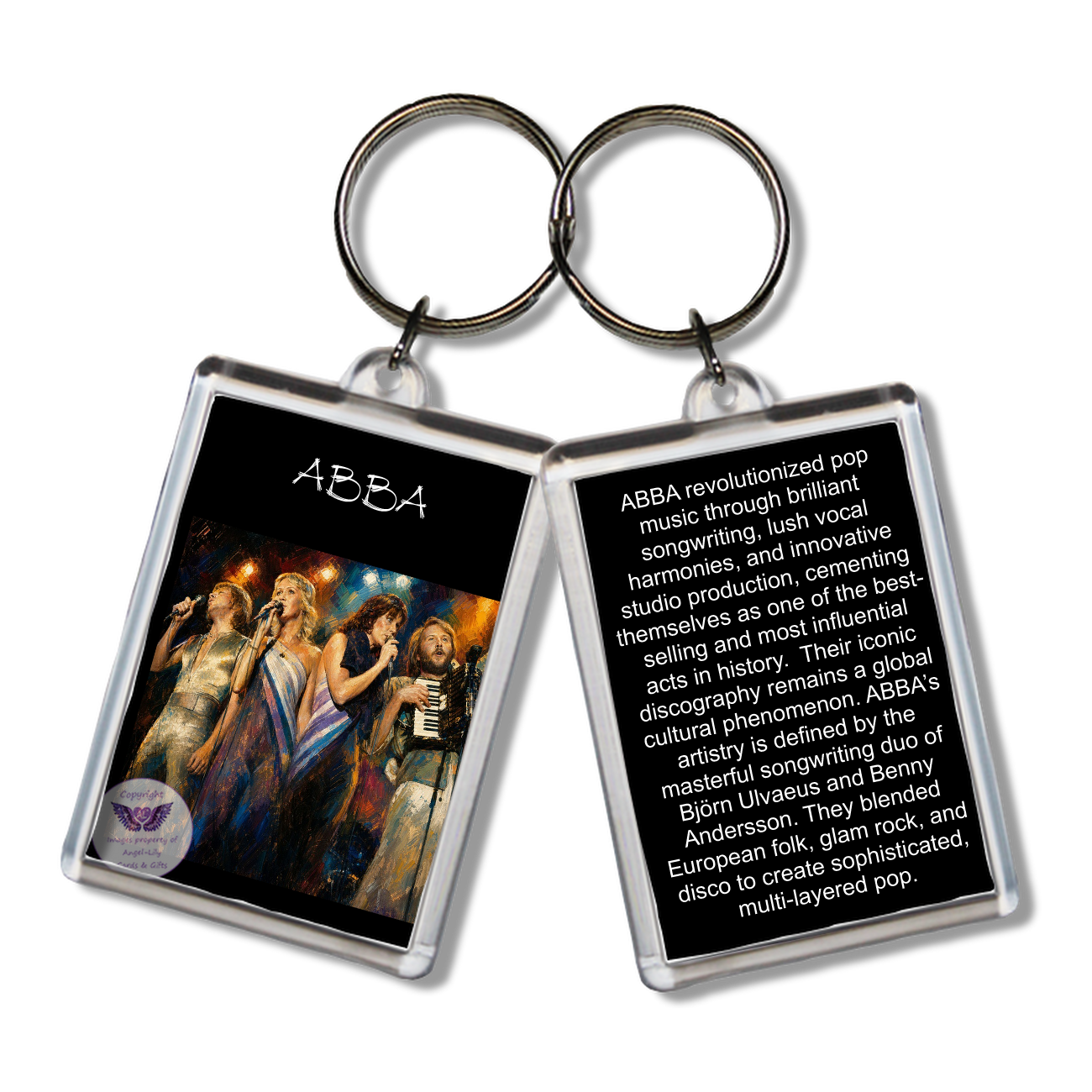 Image Size: 65 X 43mm, Clear plastic . Double sided, Image & brief bio, Image Type: Print, 2D Effect: £3.00