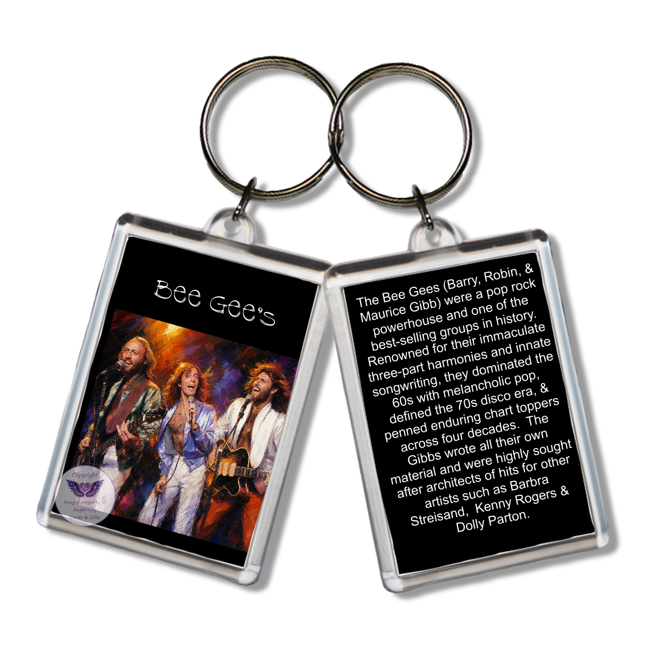 Image Size: 65 X 43mm, Clear plastic . Double sided, Image & brief bio, Image Type: Print, 2D Effect: £3.00