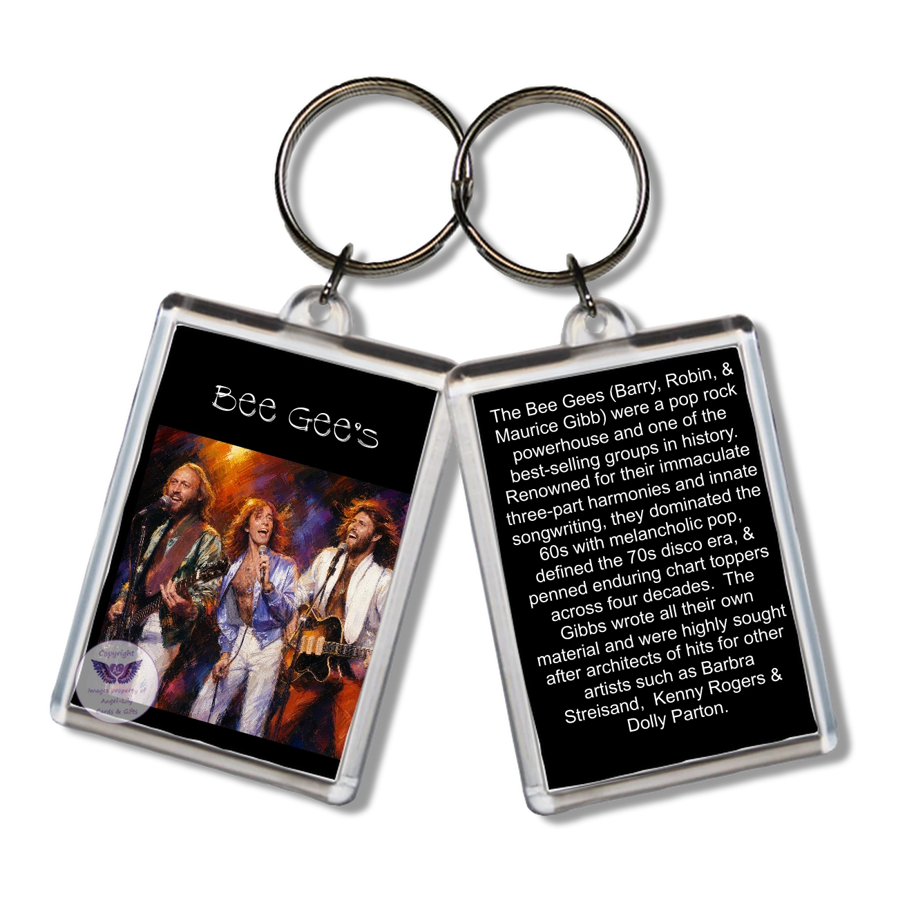 Image Size: 65 X 43mm, Clear plastic . Double sided, Image & brief bio, Image Type: Print, 2D Effect: £3.00