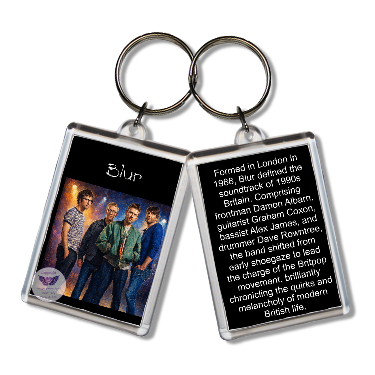 Image Size: 65 X 43mm, Clear plastic . Double sided, Image & brief bio, Image Type: Print, 2D Effect: £3.00