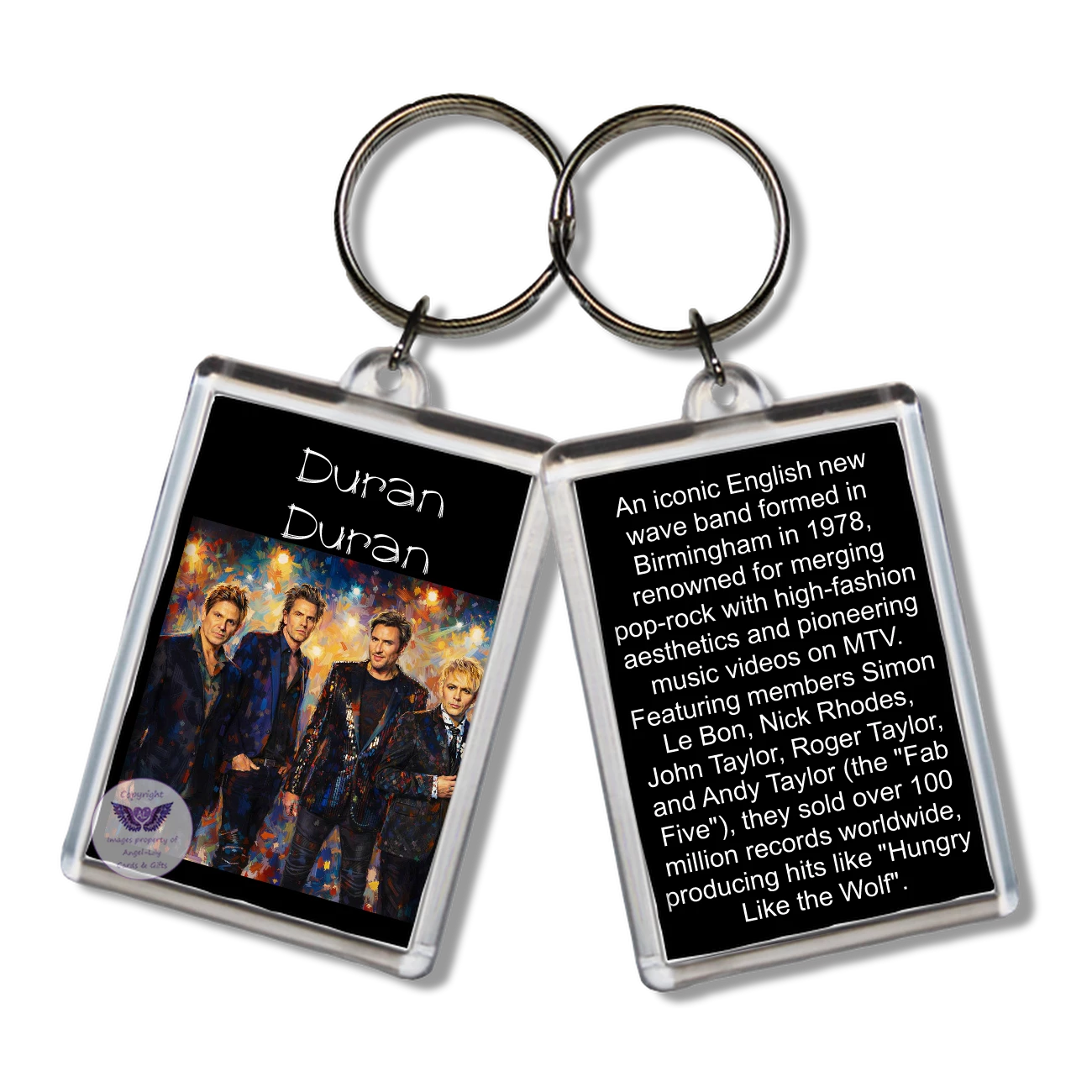Image Size: 65 X 43mm, Clear plastic . Double sided, Image & brief bio, Image Type: Print, 2D Effect: £3.00
