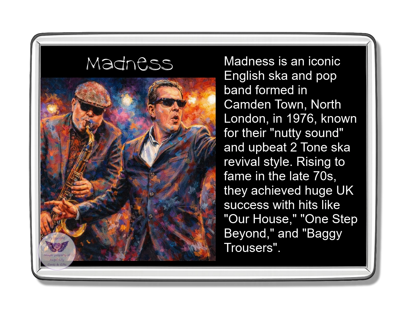 Image Size: 90 X 60mm, Clear plastic , Single sided, Image Type: Print, Magnetic strip attached, 2D Effect: £5.00