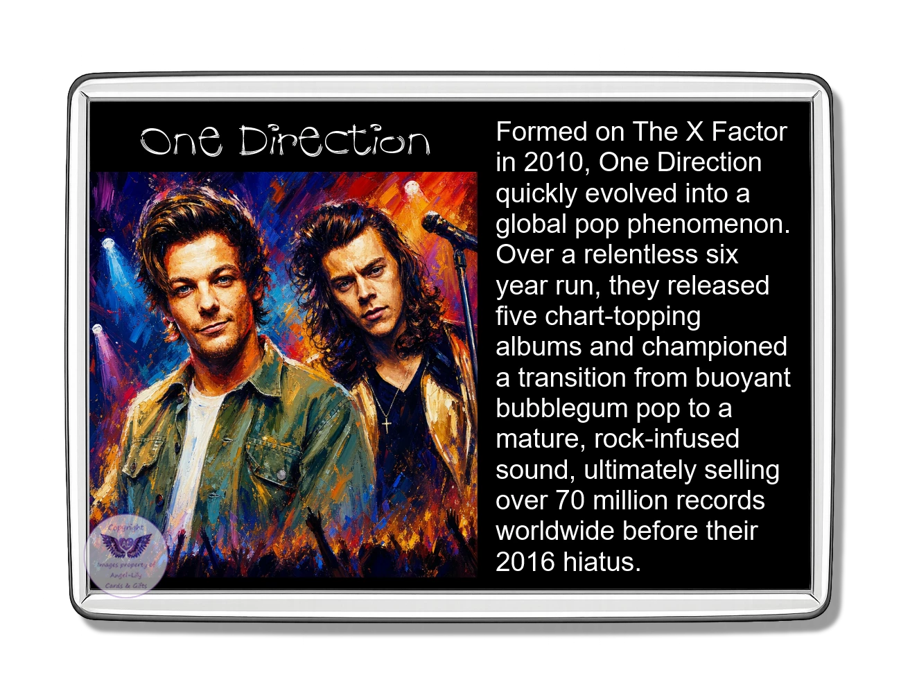 Image Size: 90 X 60mm, Clear plastic , Single sided, Image Type: Print, Magnetic strip attached, 2D Effect: £5.00