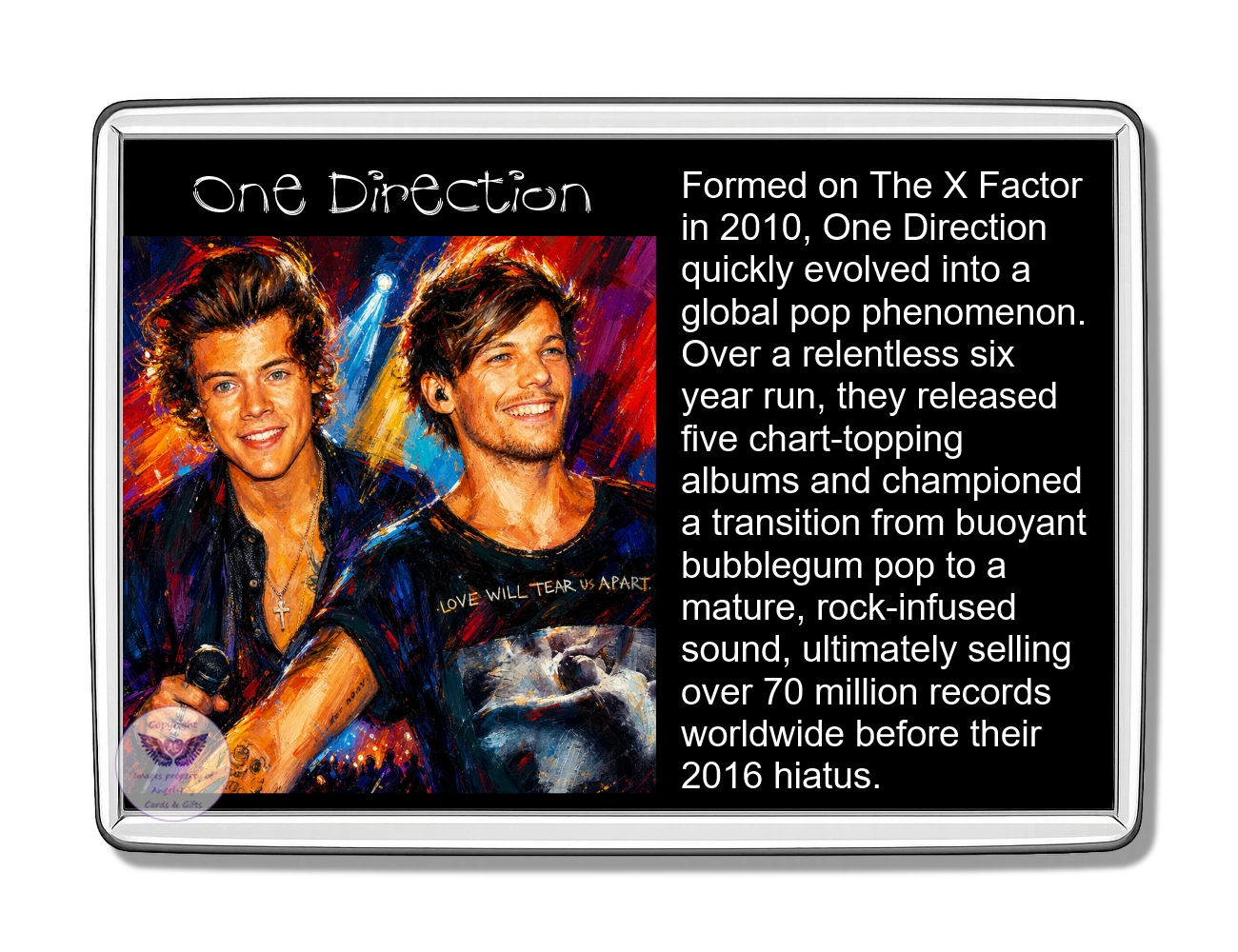 Image Size: 90 X 60mm, Clear plastic , Single sided, Image Type: Print, Magnetic strip attached, 2D Effect: £5.00