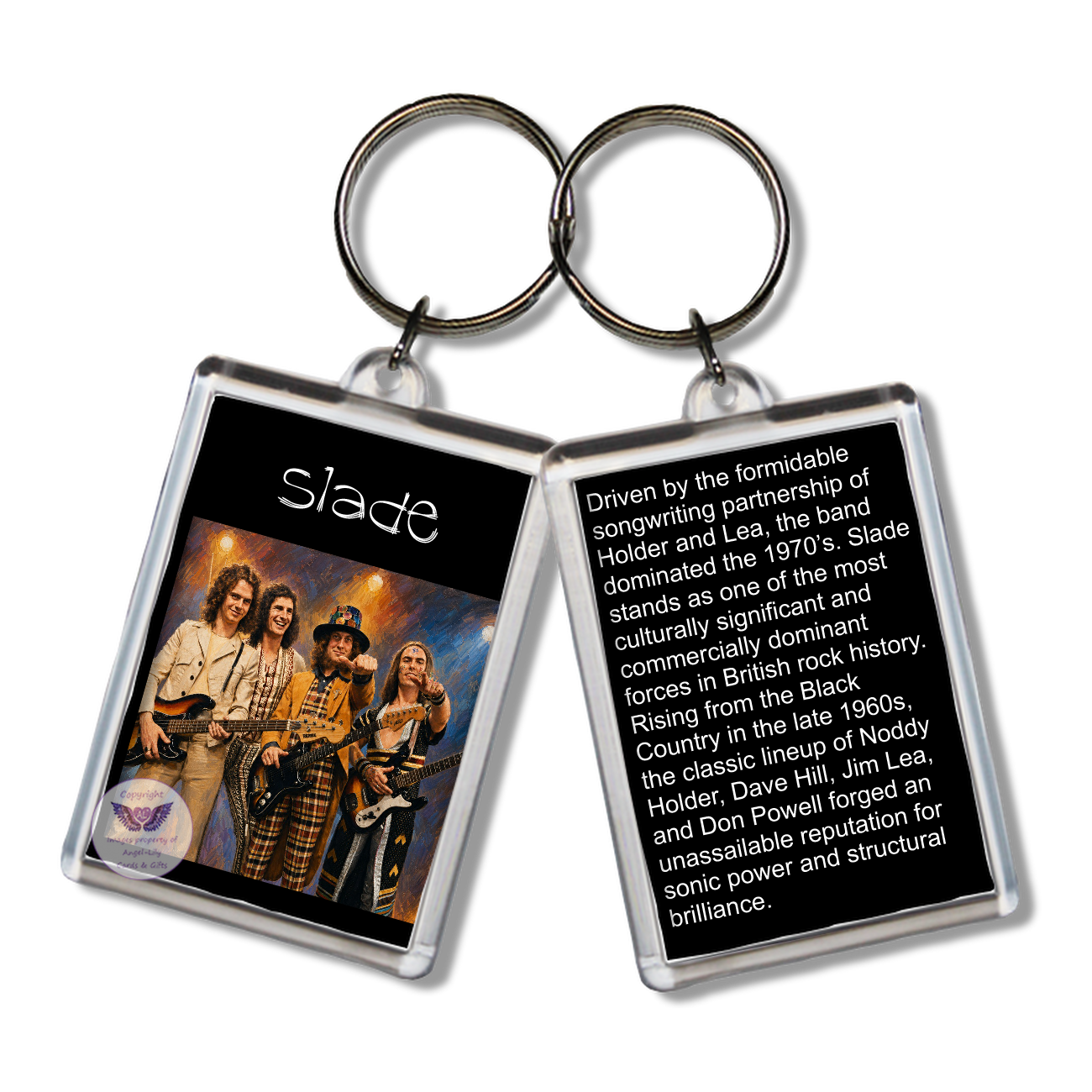 Image Size: 65 X 43mm, Clear plastic . Double sided, Image & brief bio, Image Type: Print, 2D Effect: £3.00