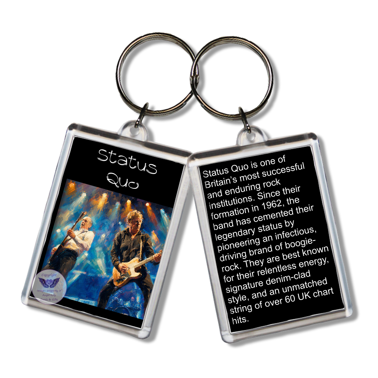 Image Size: 65 X 43mm, Clear plastic . Double sided, Image & brief bio, Image Type: Print, 2D Effect: £3.00