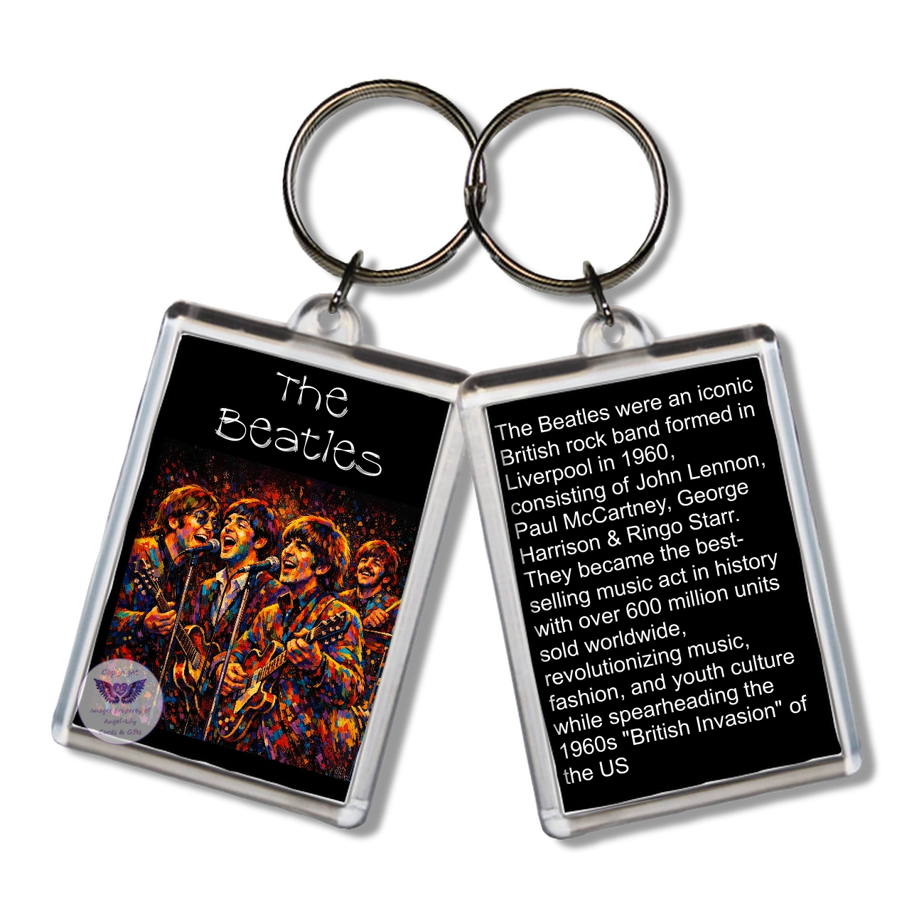 Image Size: 65 X 43mm, Clear plastic . Double sided, Image & brief bio, Image Type: Print, 2D Effect: £3.00