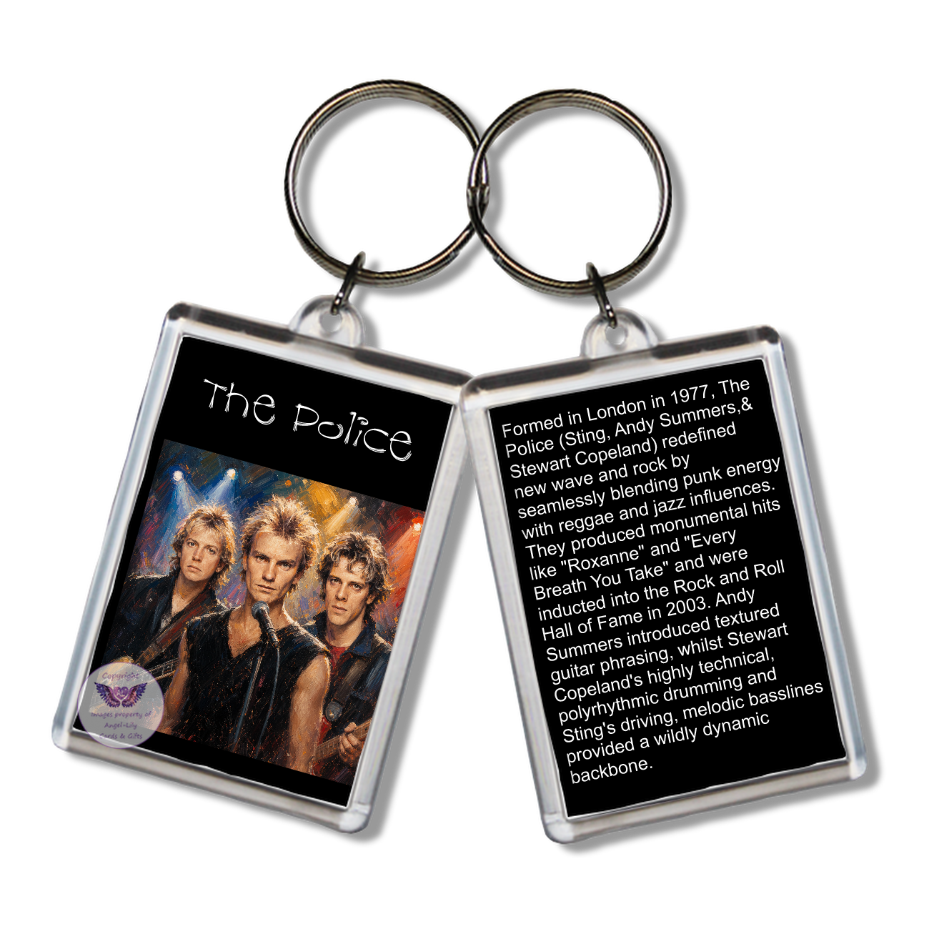 Image Size: 65 X 43mm, Clear plastic . Double sided, Image & brief bio, Image Type: Print, 2D Effect: £3.00