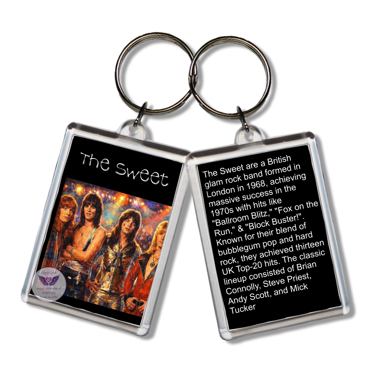 Image Size: 65 X 43mm, Clear plastic . Double sided, Image & brief bio, Image Type: Print, 2D Effect: £3.00