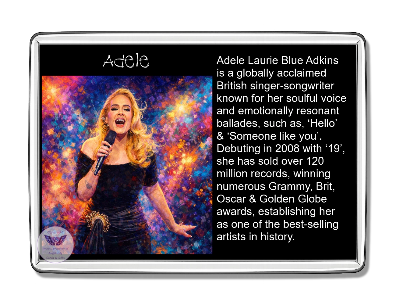 Image Size: 90 X 60mm, Clear plastic , Single sided, Image Type: Print, Magnetic strip attached, 2D Effect: £5.00