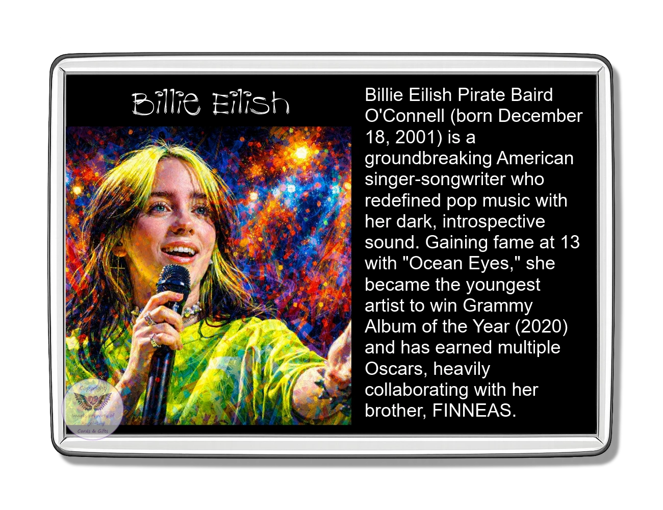 Image Size: 90 X 60mm, Clear plastic , Single sided, Image Type: Print, Magnetic strip attached, 2D Effect: £5.00