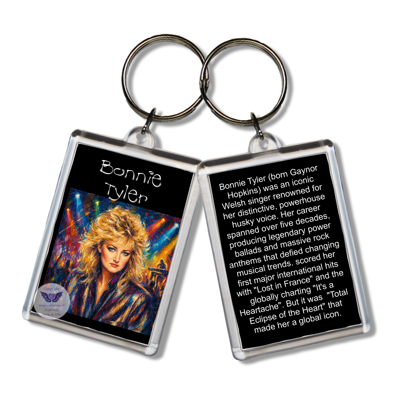 Image Size: 65 X 43mm, Clear plastic . Double sided, Image & brief bio, Image Type: Print, 2D Effect: £3.00