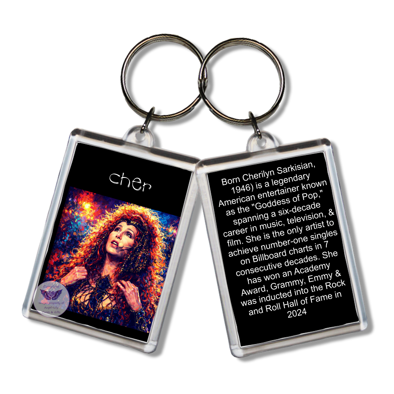 Image Size: 65 X 43mm, Clear plastic . Double sided, Image & brief bio, Image Type: Print, 2D Effect: £3.00