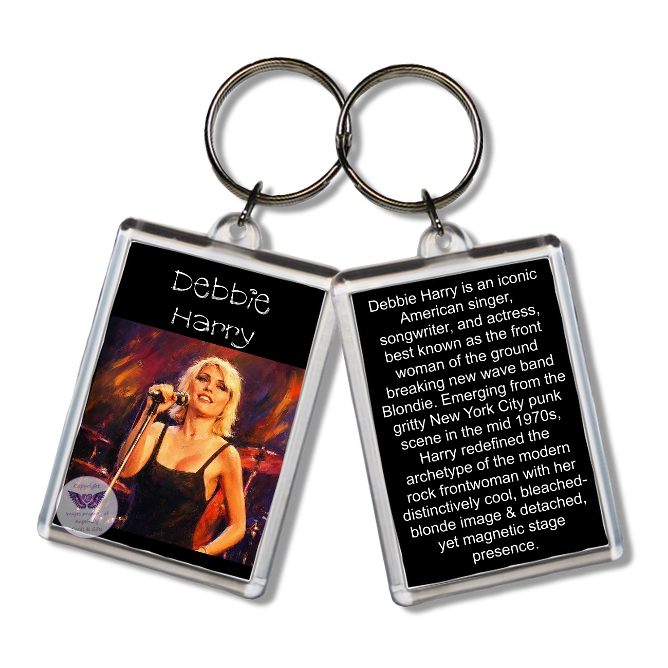 Image Size: 65 X 43mm, Clear plastic . Double sided, Image & brief bio, Image Type: Print, 2D Effect: £3.00