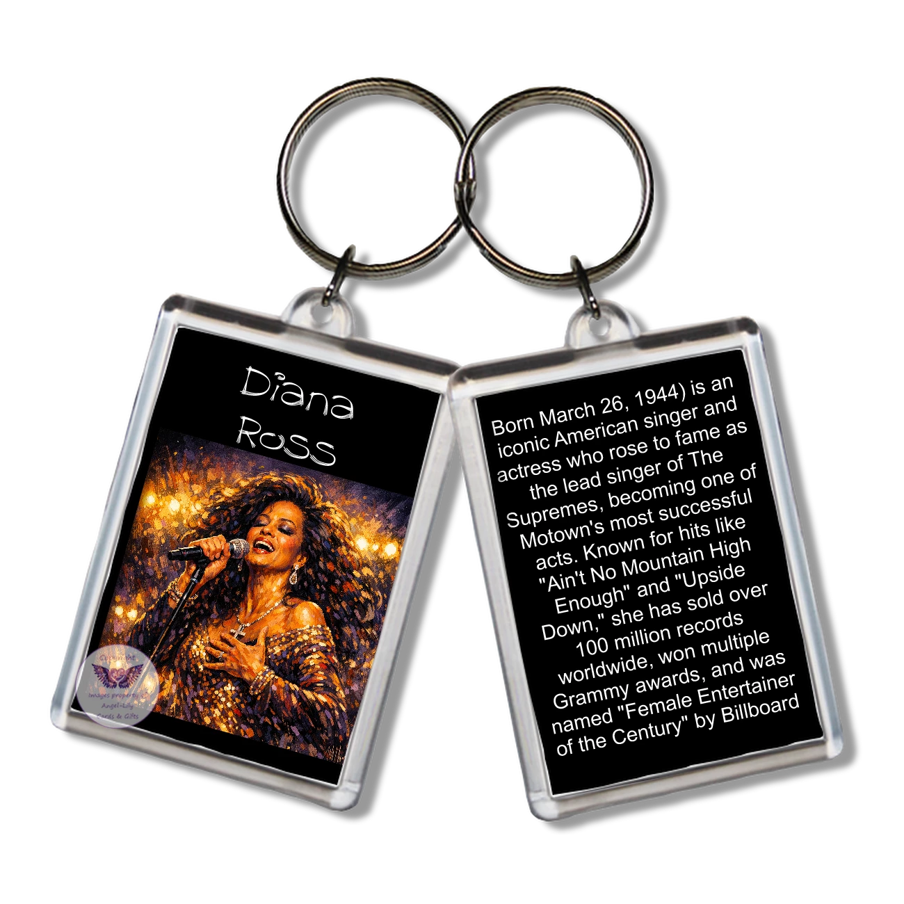 Image Size: 65 X 43mm, Clear plastic . Double sided, Image & brief bio, Image Type: Print, 2D Effect: £3.00