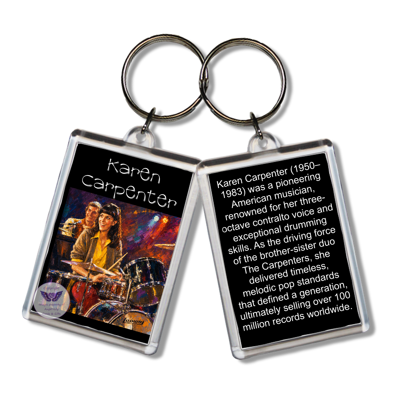 Image Size: 65 X 43mm, Clear plastic . Double sided, Image & brief bio, Image Type: Print, 2D Effect: £3.00