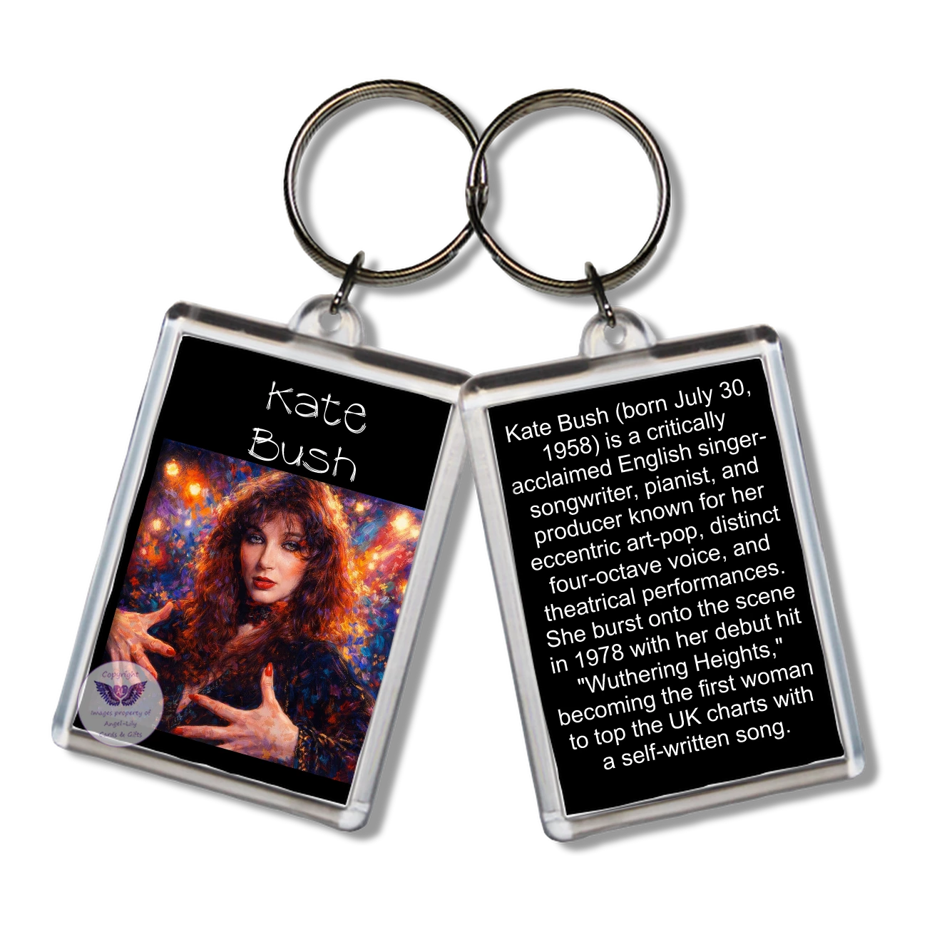 Image Size: 65 X 43mm, Clear plastic . Double sided, Image & brief bio, Image Type: Print, 2D Effect: £3.00