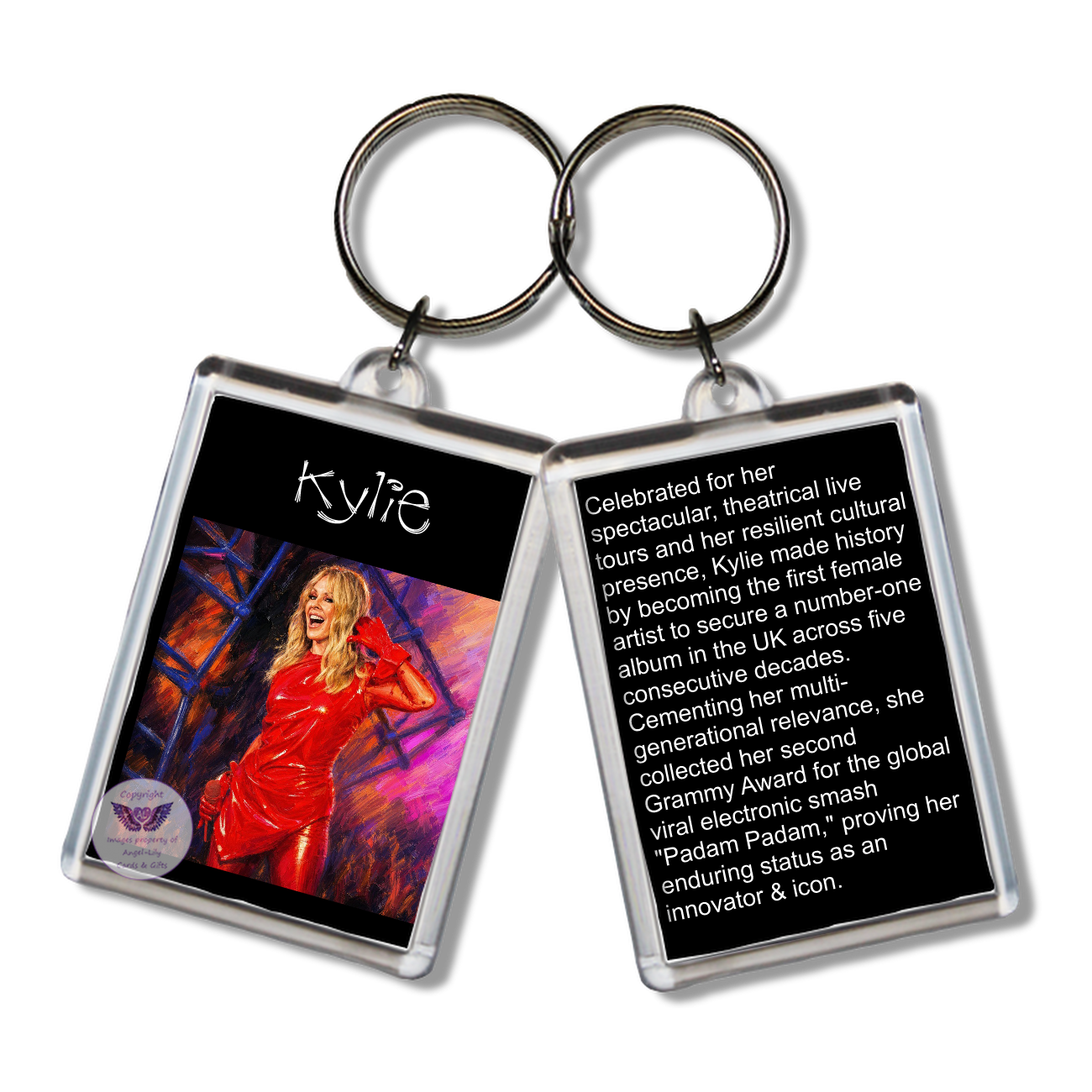 Image Size: 65 X 43mm, Clear plastic . Double sided, Image & brief bio, Image Type: Print, 2D Effect: £3.00