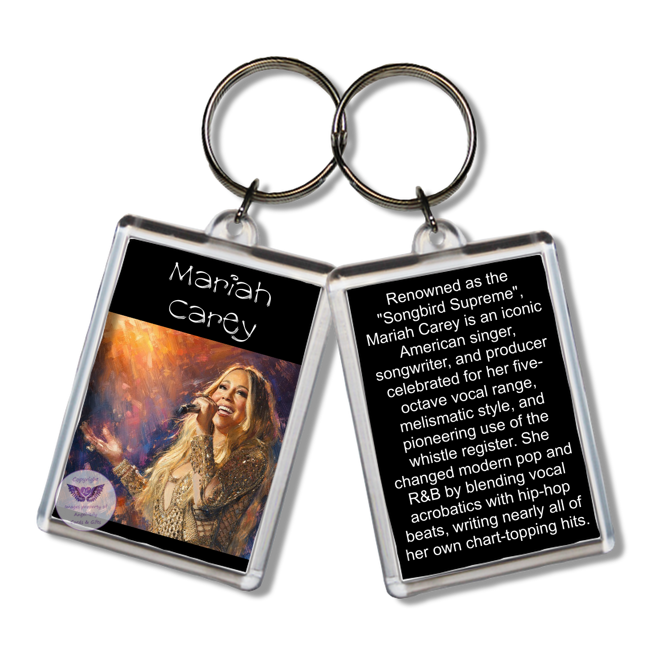 Image Size: 65 X 43mm, Clear plastic . Double sided, Image & brief bio, Image Type: Print, 2D Effect: £3.00