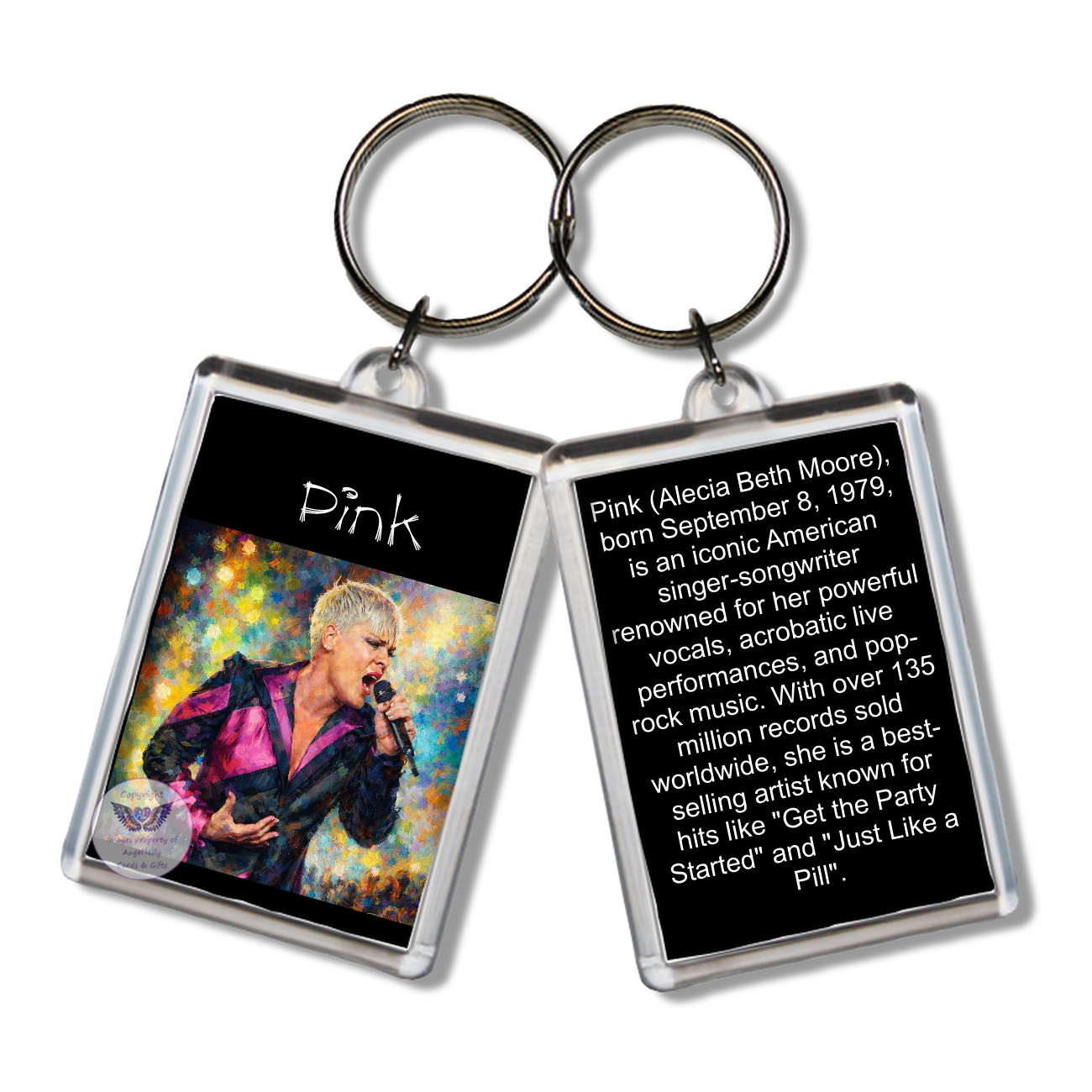 Image Size: 65 X 43mm, Clear plastic . Double sided, Image & brief bio, Image Type: Print, 2D Effect: £3.00