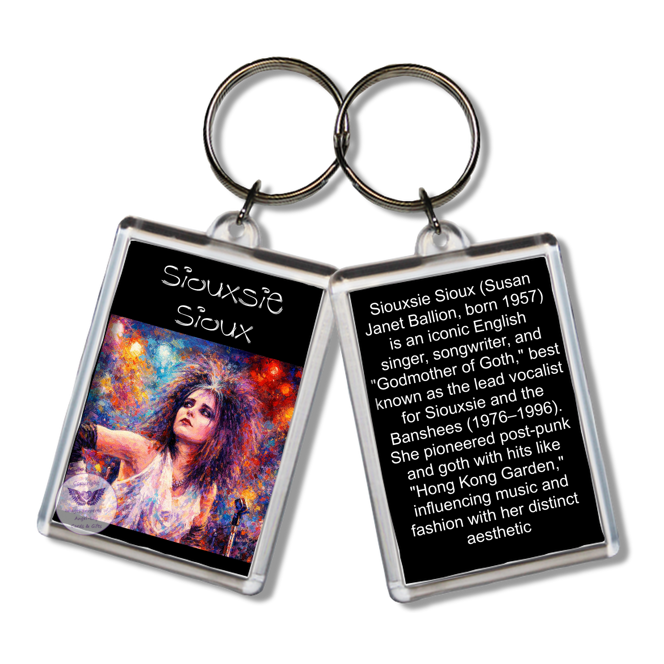 Image Size: 65 X 43mm, Clear plastic . Double sided, Image & brief bio, Image Type: Print, 2D Effect: £3.00