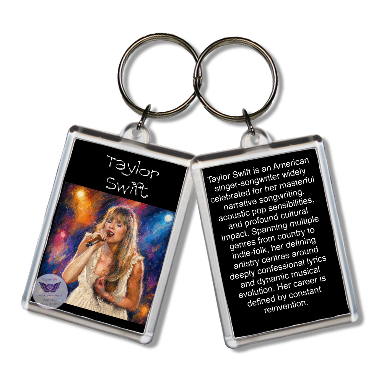 Image Size: 65 X 43mm, Clear plastic . Double sided, Image & brief bio, Image Type: Print, 2D Effect: £3.00