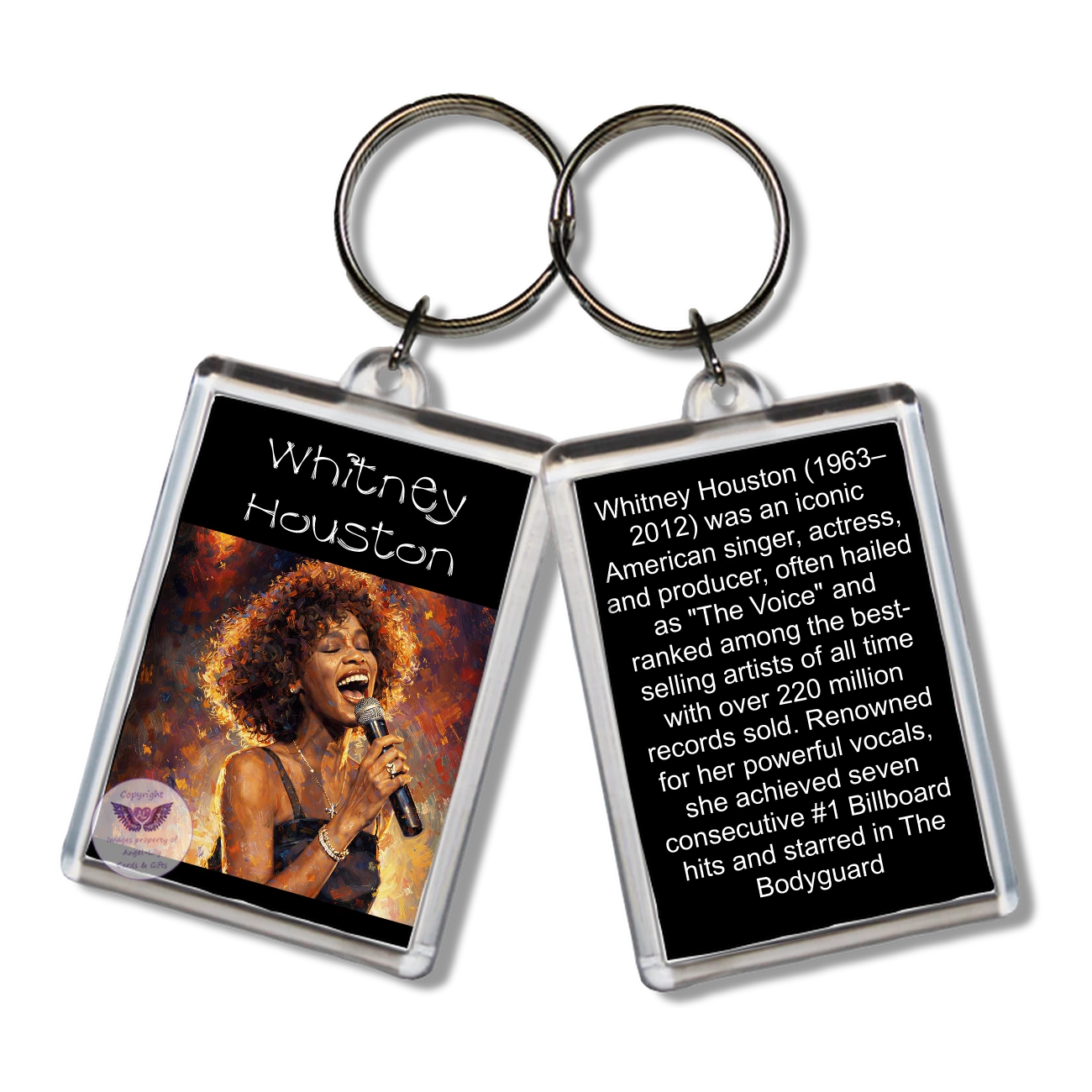 Image Size: 65 X 43mm, Clear plastic . Double sided, Image & brief bio, Image Type: Print, 2D Effect: £3.00
