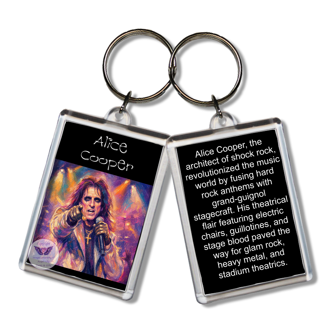 Image Size: 65 X 43mm, Clear plastic . Double sided, Image & brief bio, Image Type: Print, 2D Effect: £3.00