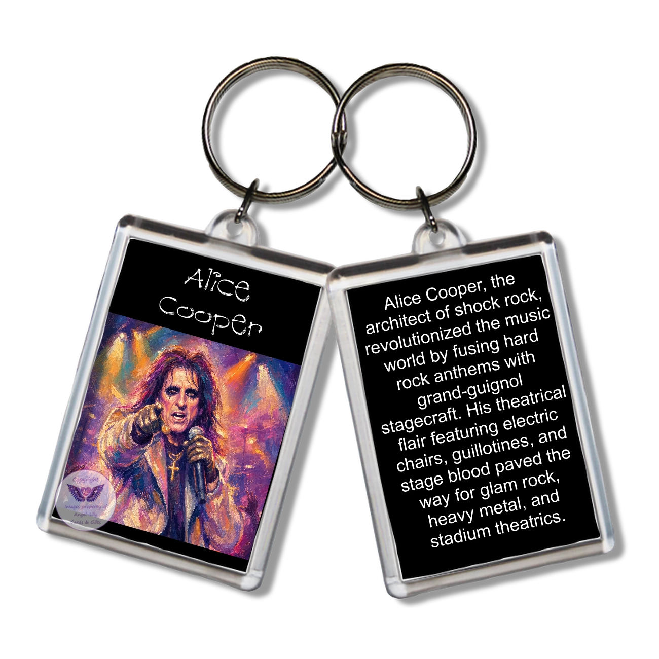Image Size: 65 X 43mm, Clear plastic . Double sided, Image & brief bio, Image Type: Print, 2D Effect: £3.00