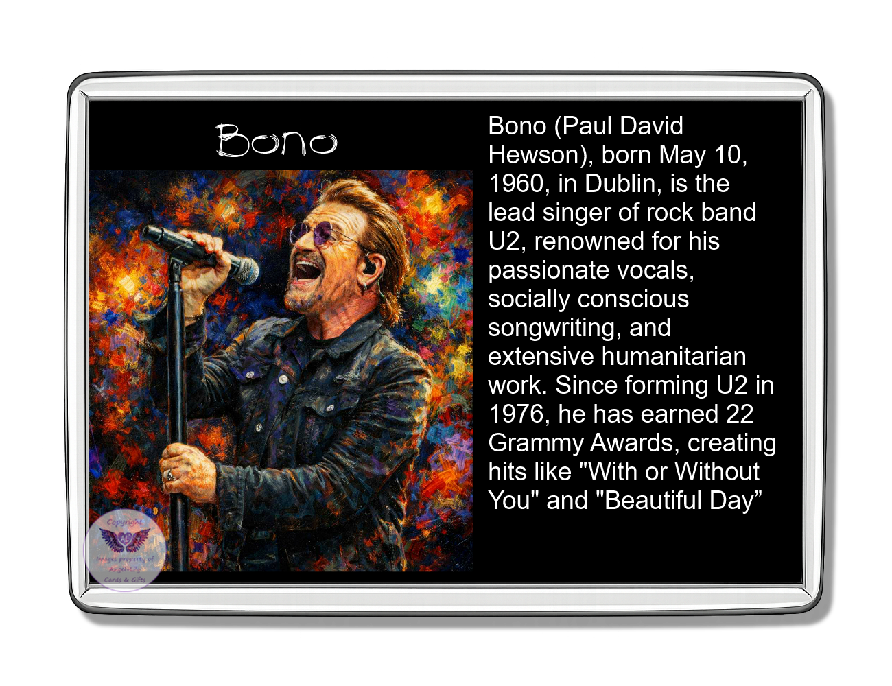 Image Size: 90 X 60mm, Clear plastic , Single sided, Image Type: Print, Magnetic strip attached, 2D Effect: £5.00