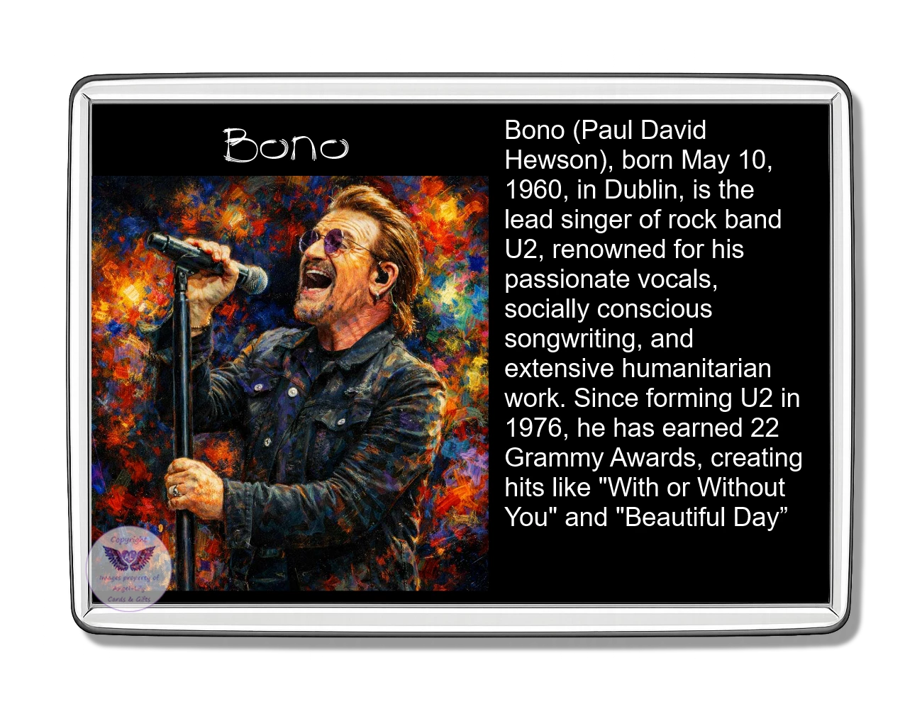 Image Size: 90 X 60mm, Clear plastic , Single sided, Image Type: Print, Magnetic strip attached, 2D Effect: £5.00