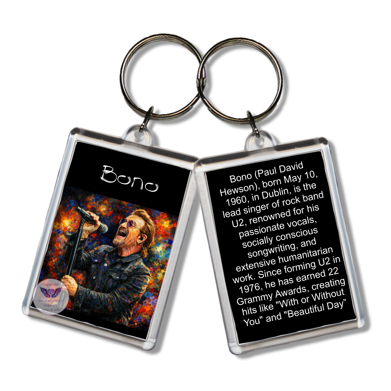 Image Size: 65 X 43mm, Clear plastic . Double sided, Image & brief bio, Image Type: Print, 2D Effect: £3.00