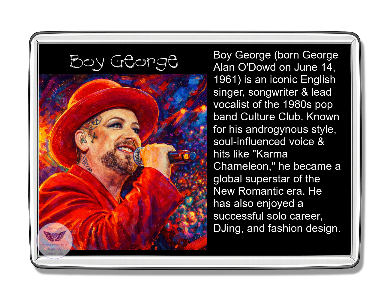 Image Size: 90 X 60mm, Clear plastic , Single sided, Image Type: Print, Magnetic strip attached, 2D Effect: £5.00