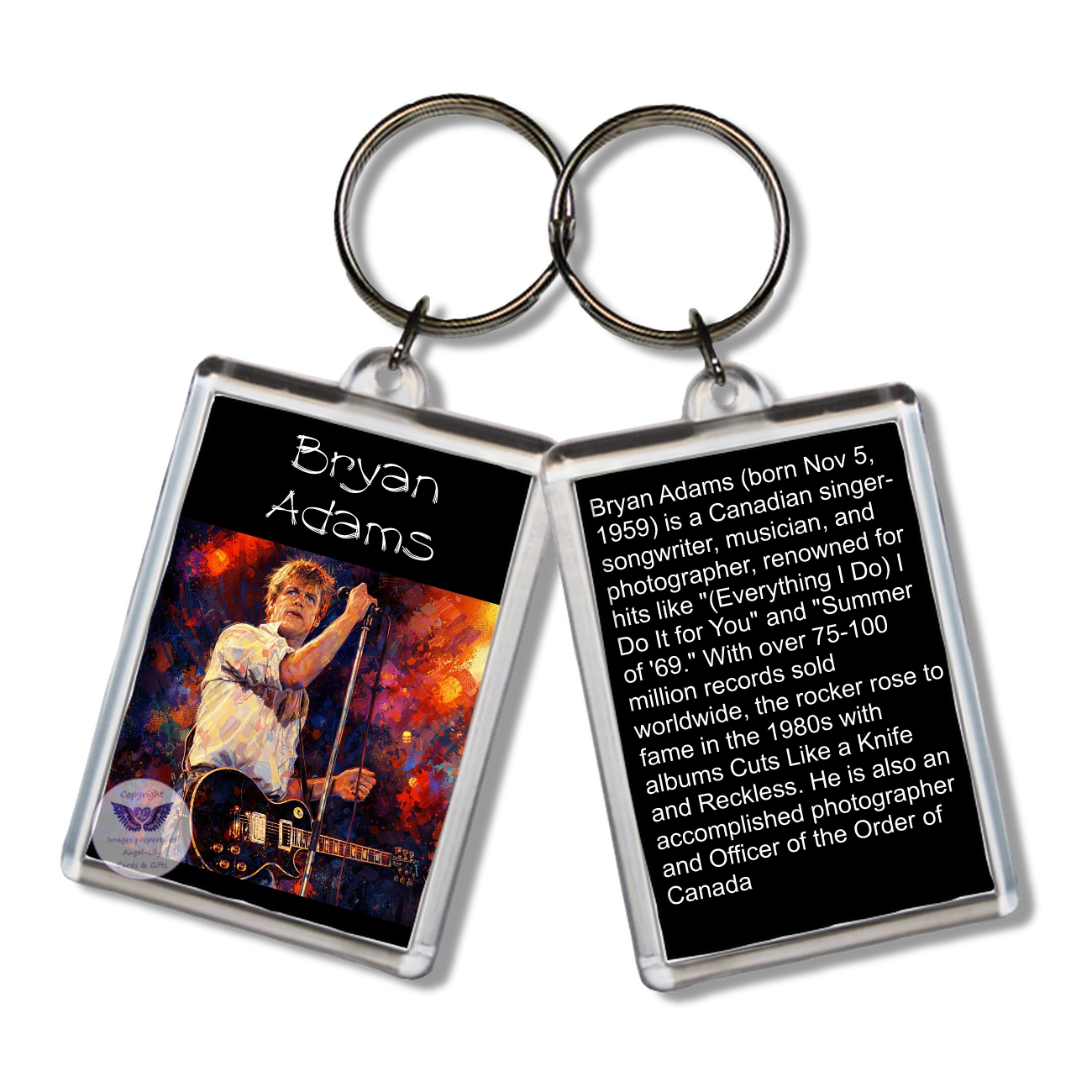 Image Size: 65 X 43mm, Clear plastic . Double sided, Image & brief bio, Image Type: Print, 2D Effect: £3.00