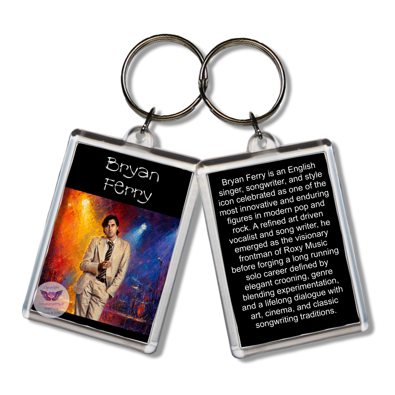Image Size: 65 X 43mm, Clear plastic . Double sided, Image & brief bio, Image Type: Print, 2D Effect: £3.00