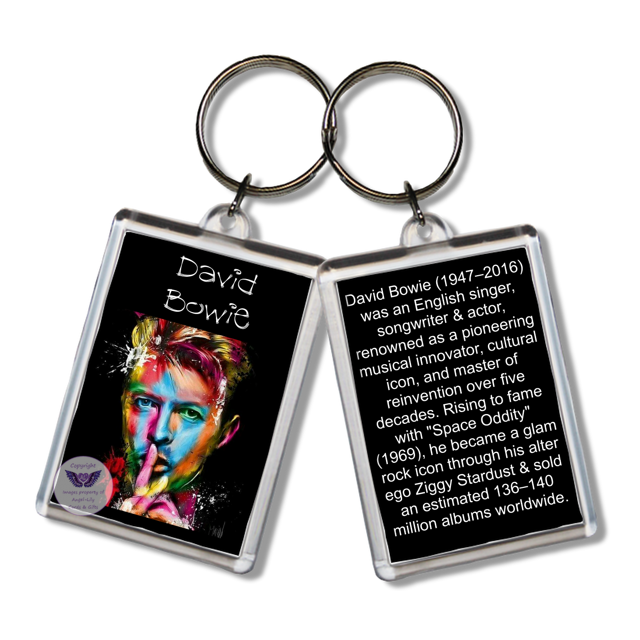 Image Size: 65 X 43mm, Clear plastic . Double sided, Image & brief bio, Image Type: Print, 2D Effect: £3.00