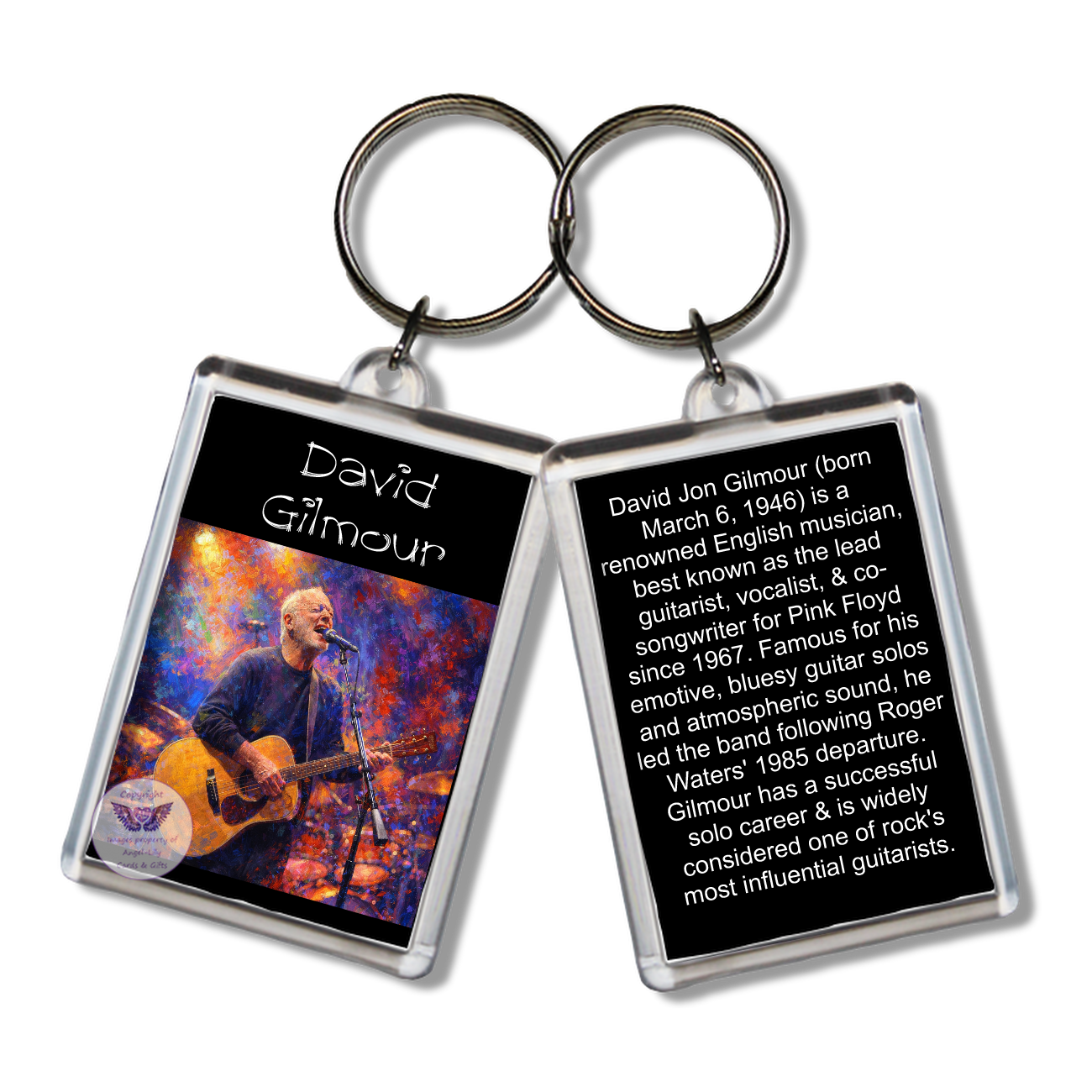 Image Size: 65 X 43mm, Clear plastic . Double sided, Image & brief bio, Image Type: Print, 2D Effect: £3.00