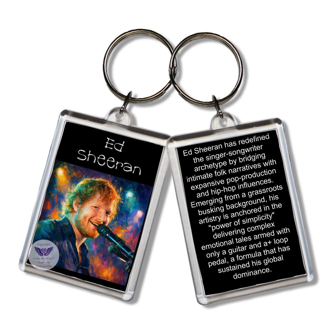 Image Size: 65 X 43mm, Clear plastic . Double sided, Image & brief bio, Image Type: Print, 2D Effect: £3.00