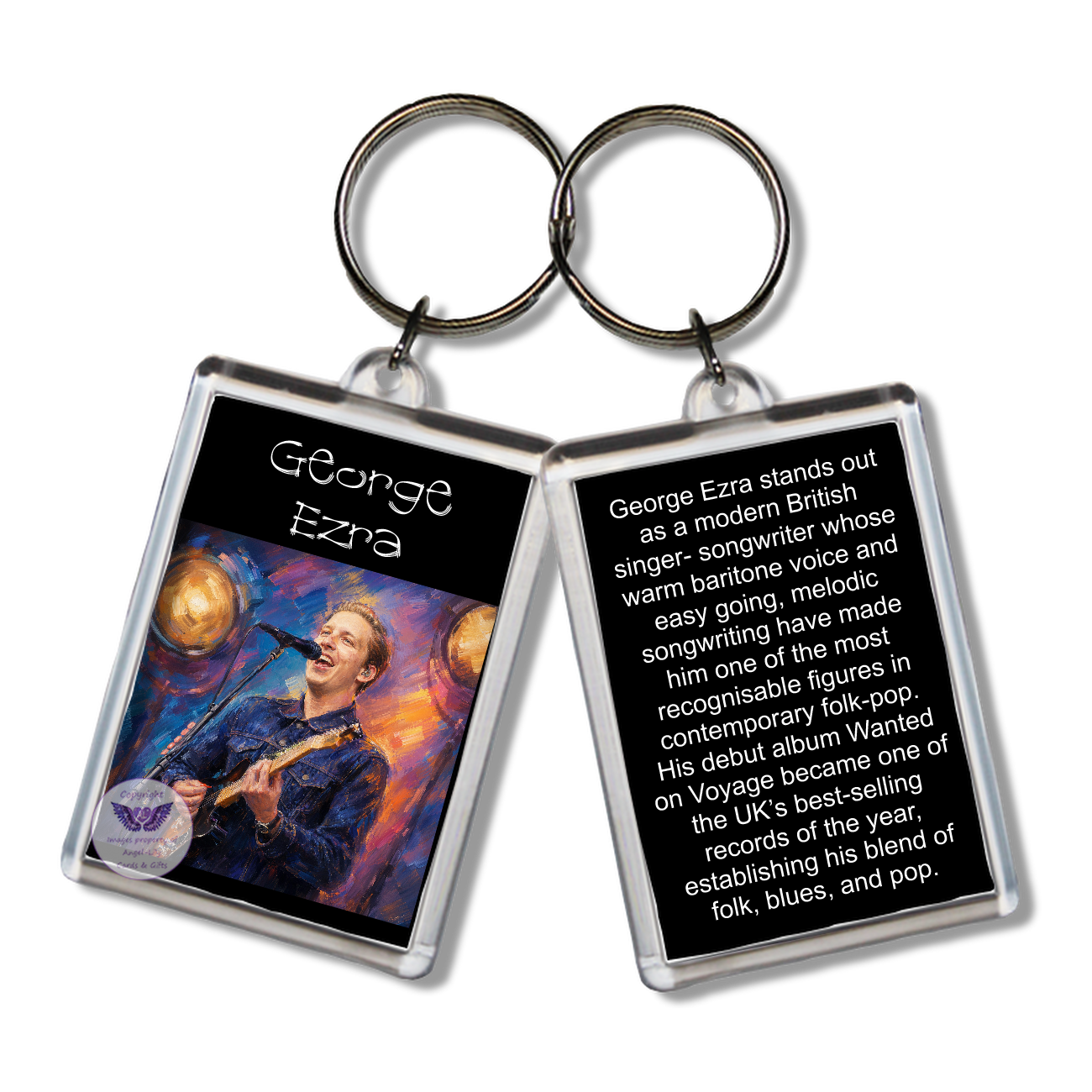 Image Size: 65 X 43mm, Clear plastic . Double sided, Image & brief bio, Image Type: Print, 2D Effect: £3.00