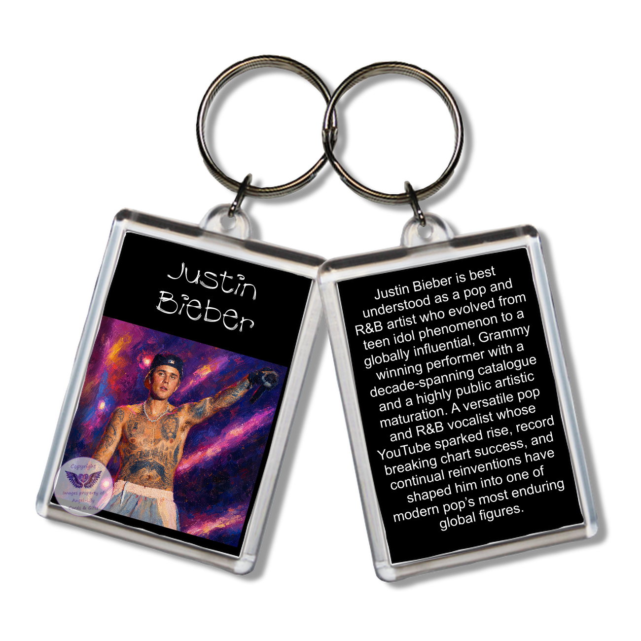 Image Size: 65 X 43mm, Clear plastic . Double sided, Image & brief bio, Image Type: Print, 2D Effect: £3.00