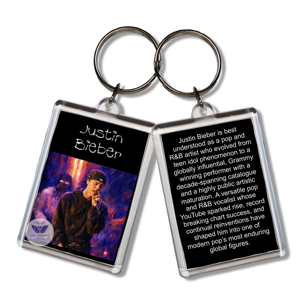Image Size: 65 X 43mm, Clear plastic . Double sided, Image & brief bio, Image Type: Print, 2D Effect: £3.00