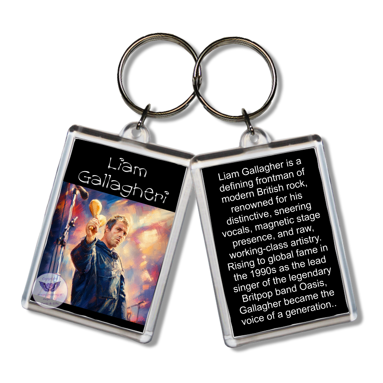 Image Size: 65 X 43mm, Clear plastic . Double sided, Image & brief bio, Image Type: Print, 2D Effect: £3.00