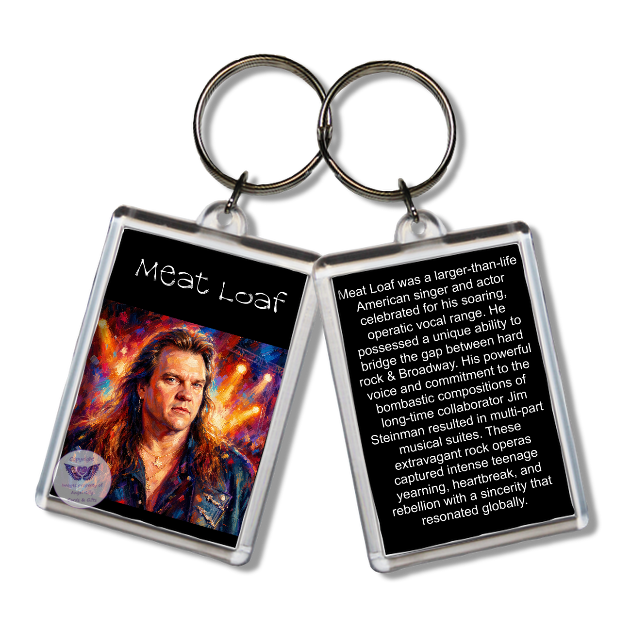 Image Size: 65 X 43mm, Clear plastic . Double sided, Image & brief bio, Image Type: Print, 2D Effect: £3.00