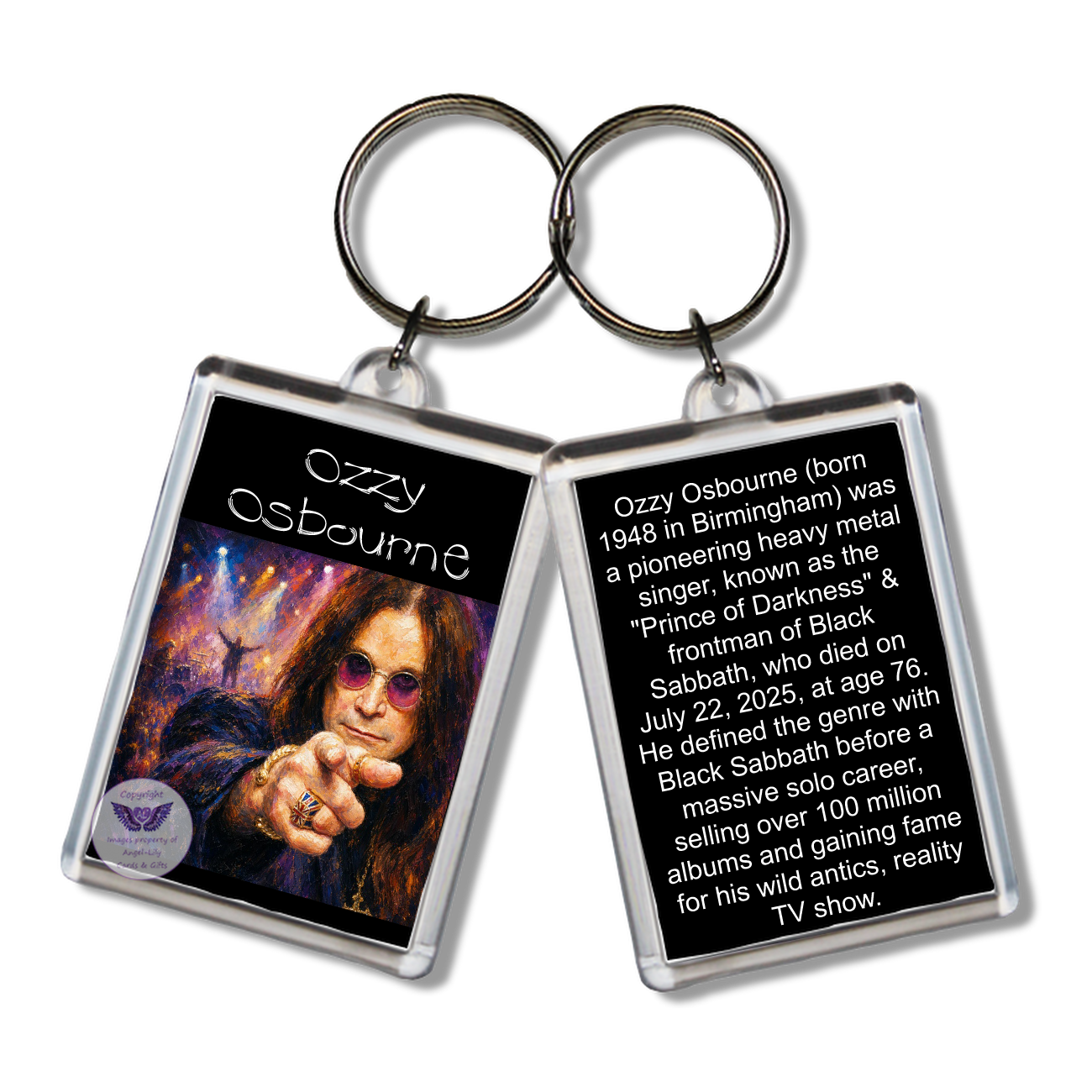 Image Size: 65 X 43mm, Clear plastic . Double sided, Image & brief bio, Image Type: Print, 2D Effect: £3.00