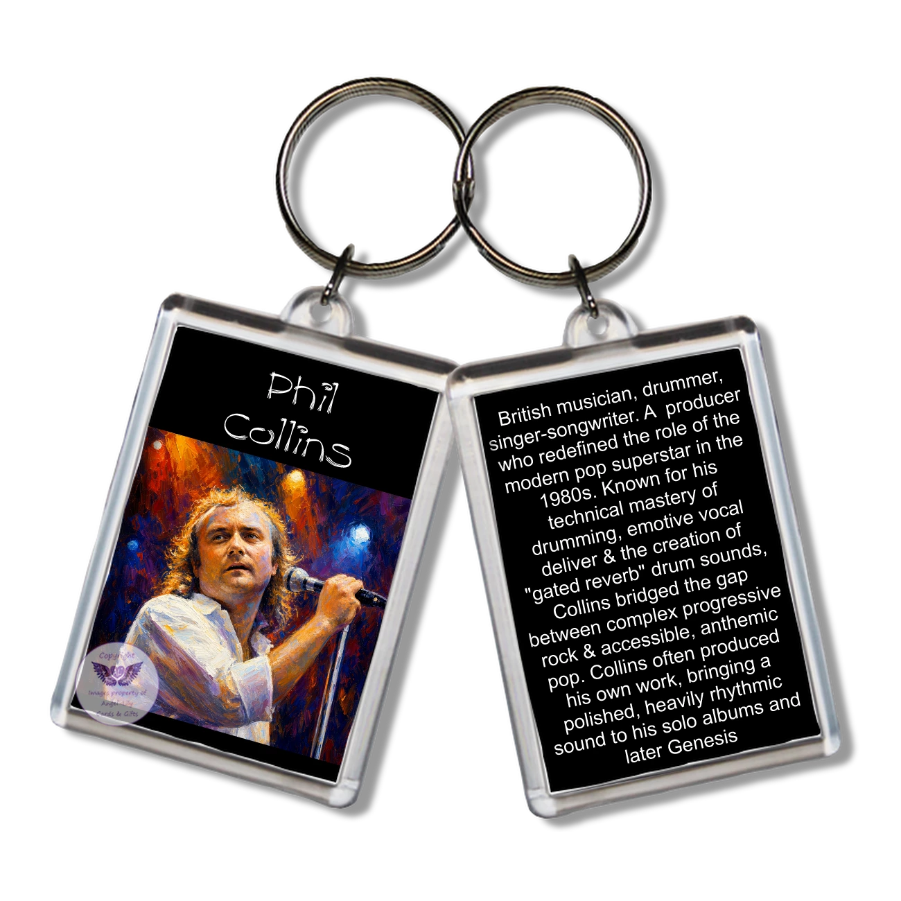 Image Size: 65 X 43mm, Clear plastic . Double sided, Image & brief bio, Image Type: Print, 2D Effect: £3.00