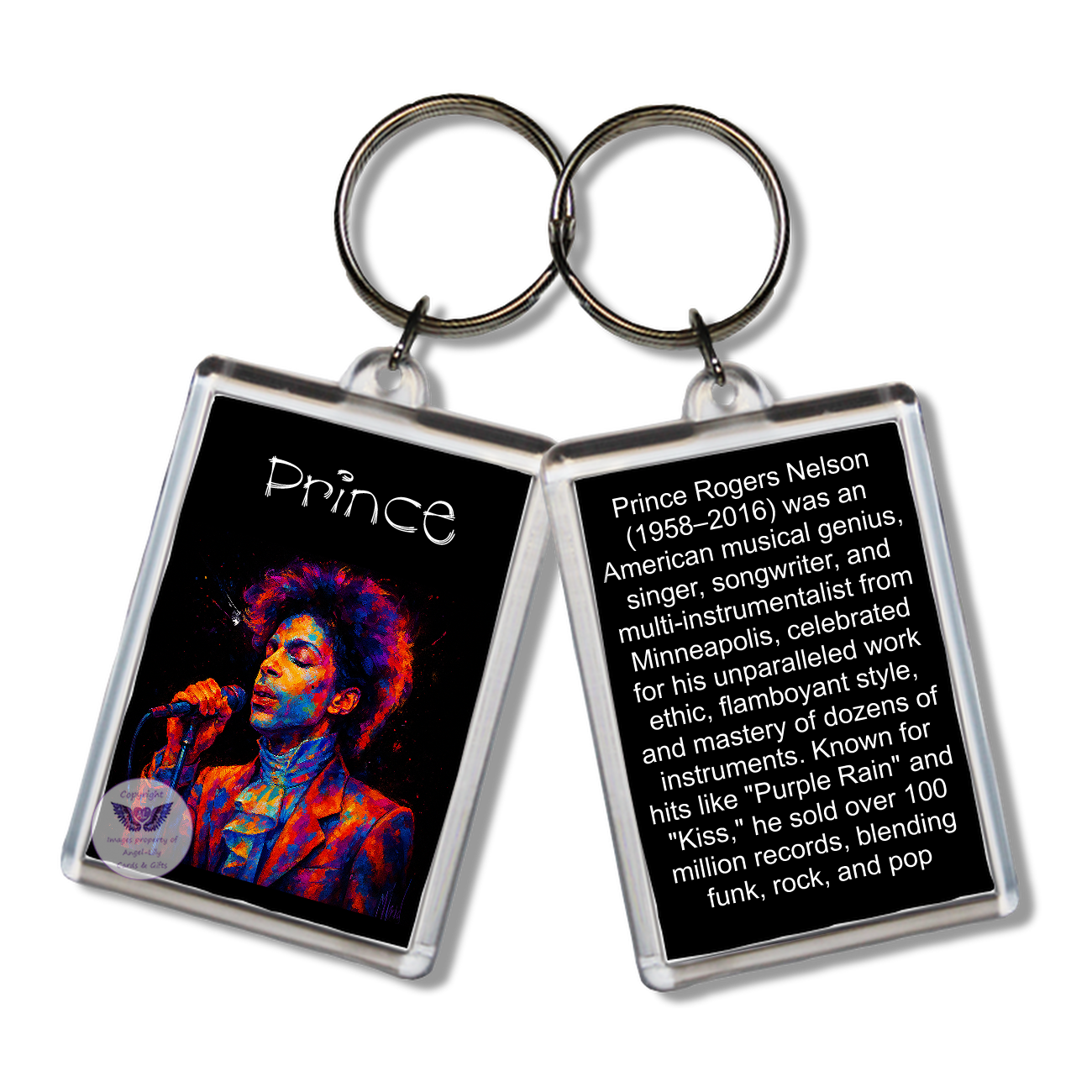 Image Size: 65 X 43mm, Clear plastic . Double sided, Image & brief bio, Image Type: Print, 2D Effect: £3.00
