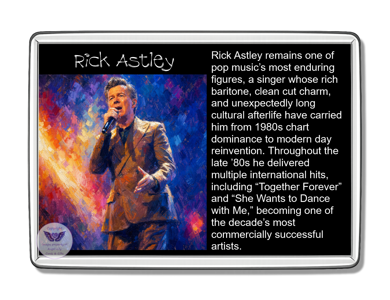 Image Size: 90 X 60mm, Clear plastic , Single sided, Image Type: Print, Magnetic strip attached, 2D Effect: £5.00