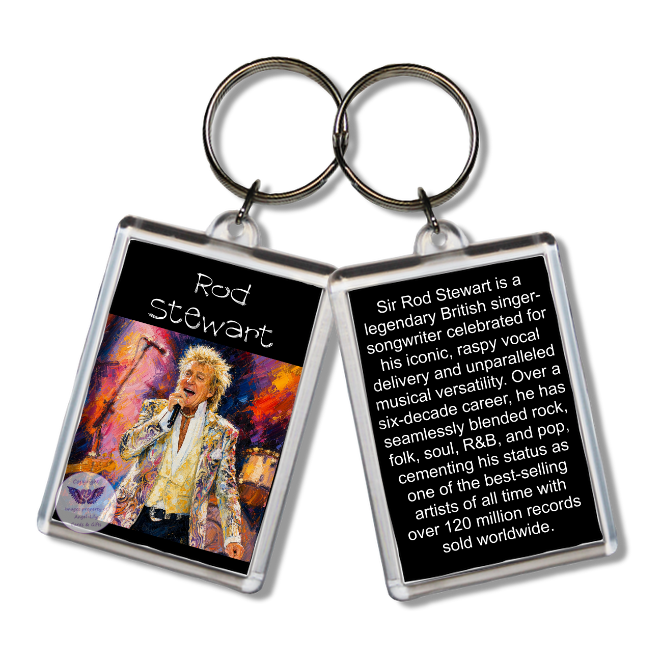 Image Size: 65 X 43mm, Clear plastic . Double sided, Image & brief bio, Image Type: Print, 2D Effect: £3.00
