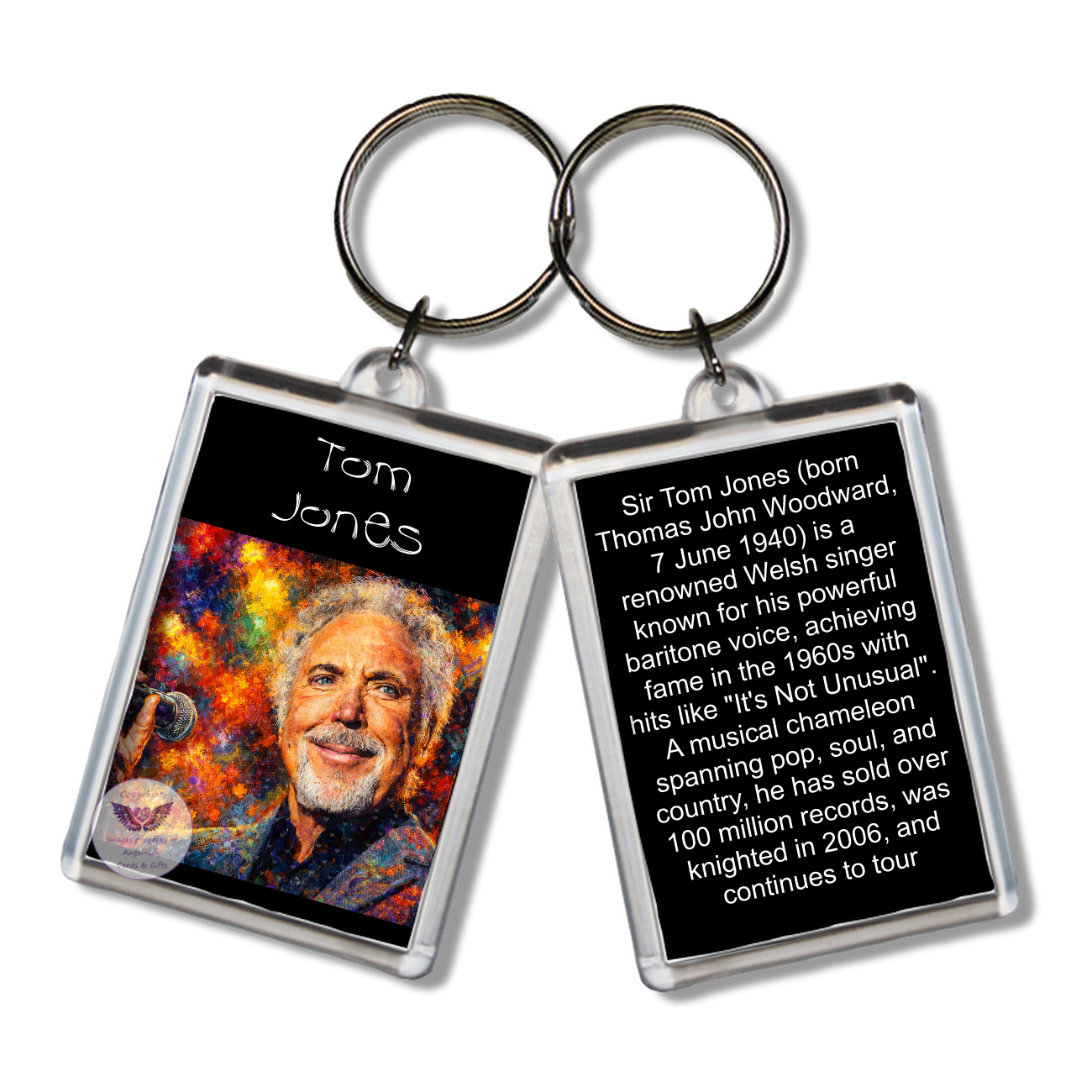 Image Size: 65 X 43mm, Clear plastic . Double sided, Image & brief bio, Image Type: Print, 2D Effect: £3.00