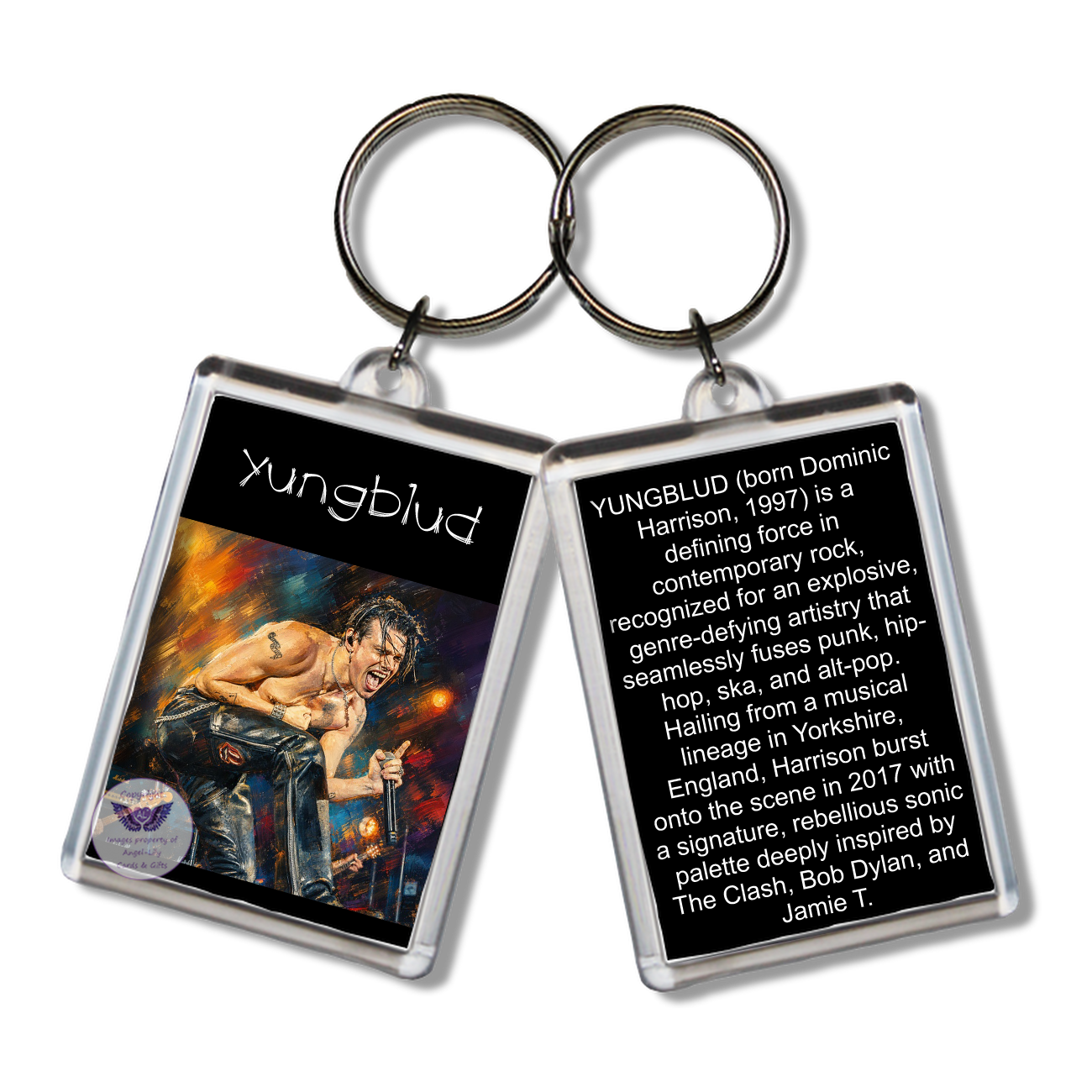 Image Size: 65 X 43mm, Clear plastic . Double sided, Image & brief bio, Image Type: Print, 2D Effect: £3.00